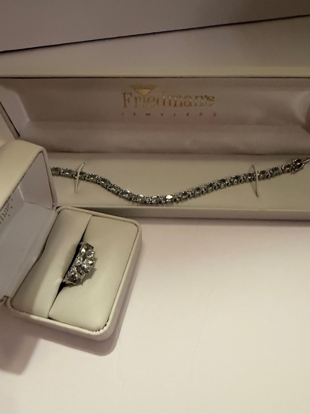 NWOT Aquamarine Jewelry Set- 10k White Gold/ bracelet and ring - Picture 14 of 14